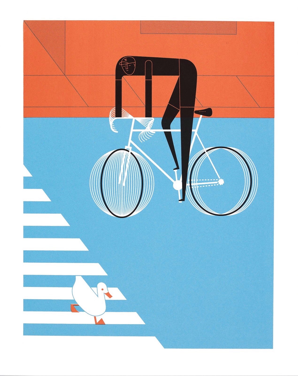 duck crossing bike art print