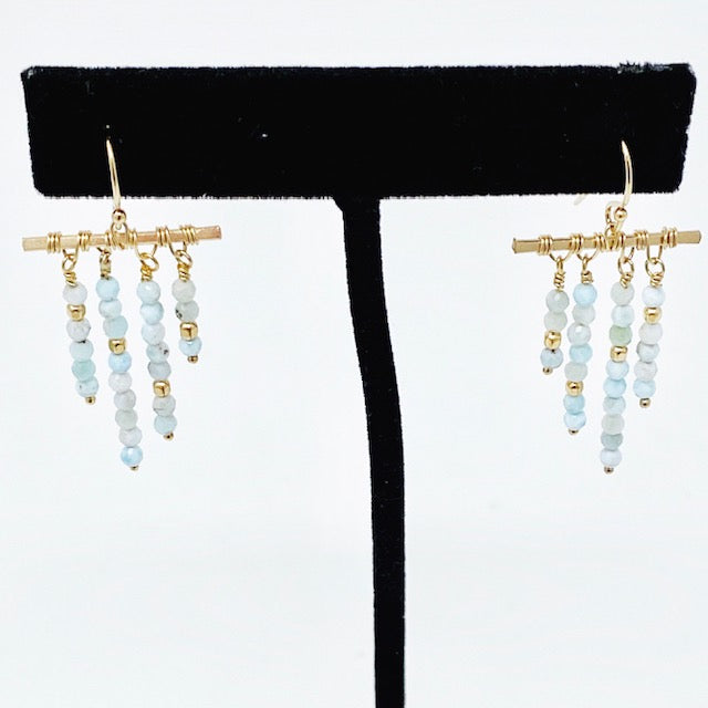 blue stone rainbar earrings