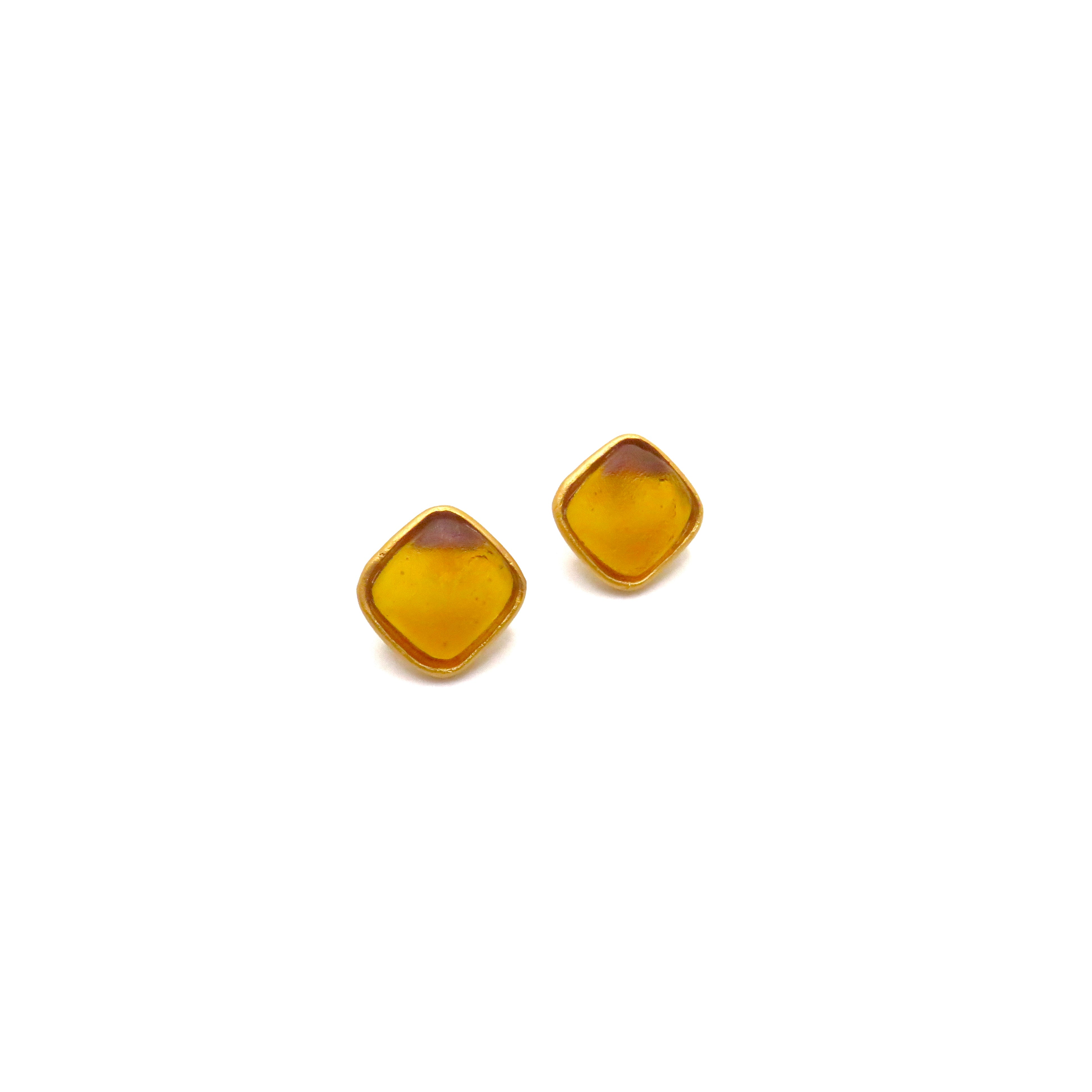 yellow glass post earrings