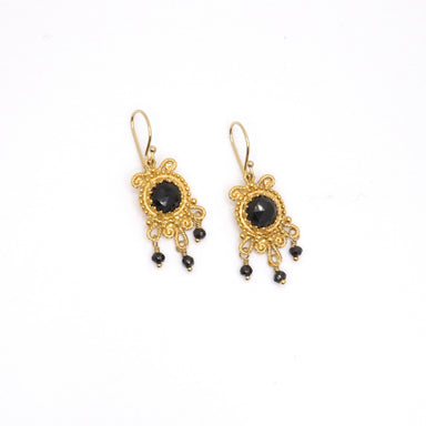 gold onyx dangle earrings