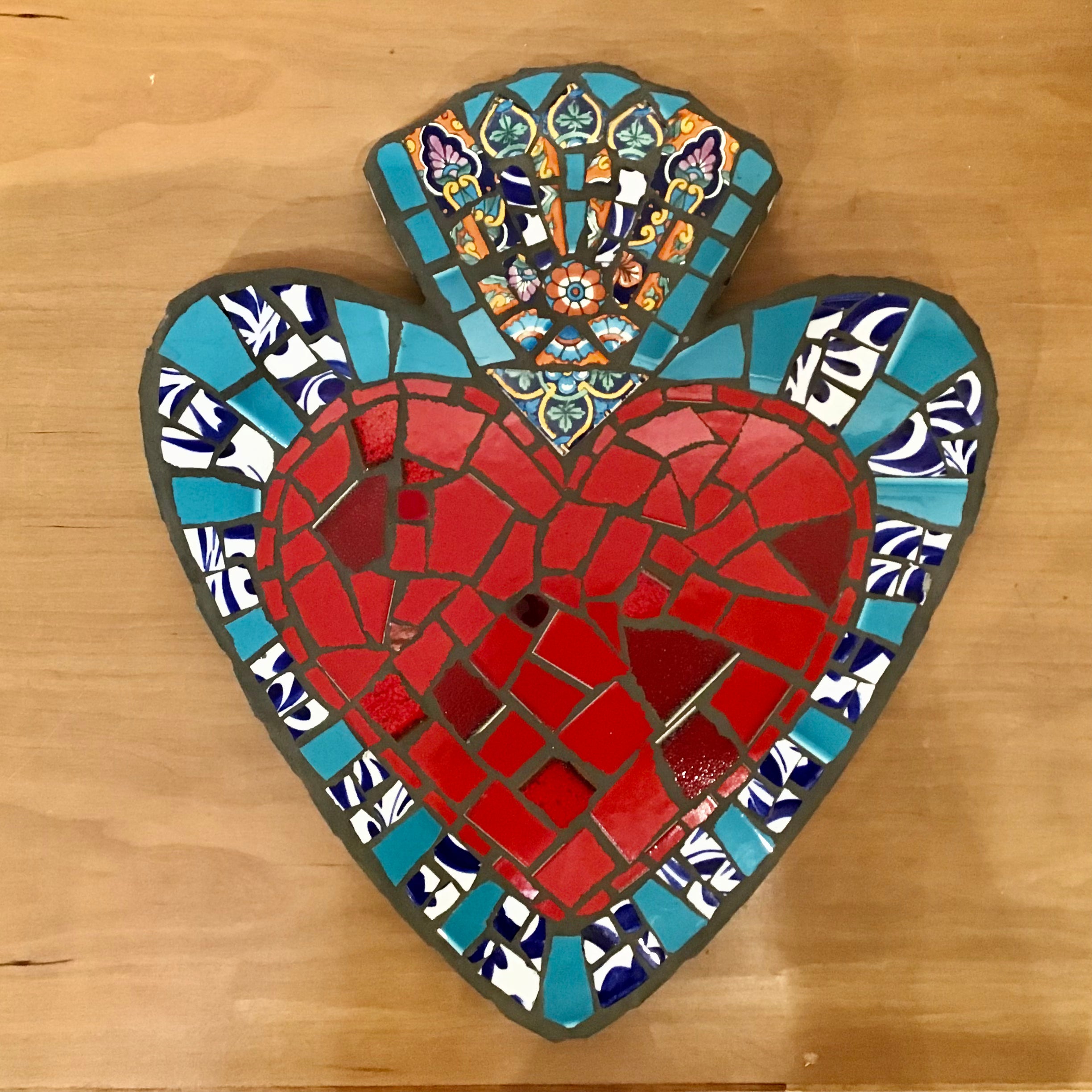red mosaic heart