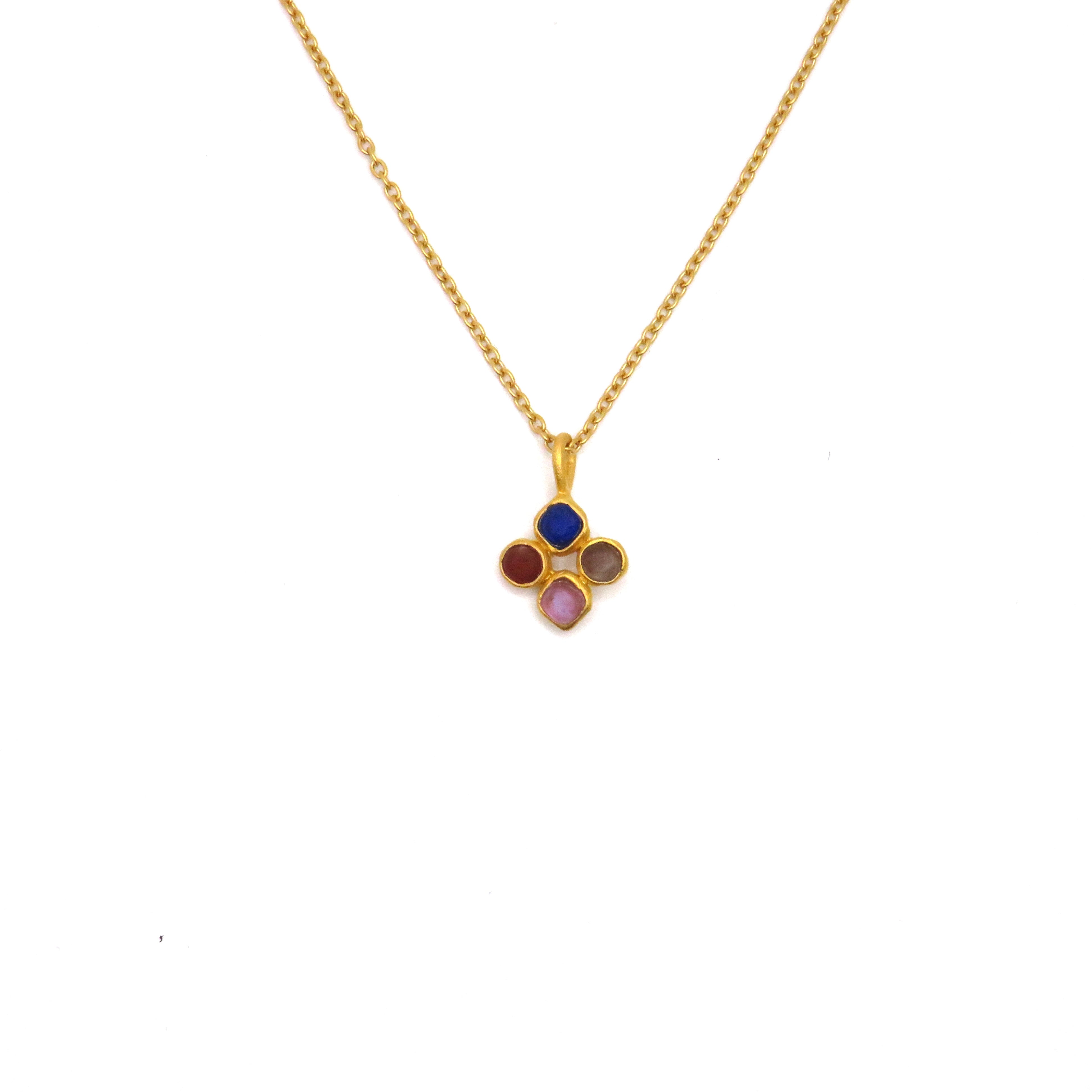 gold glass drop pendant necklace