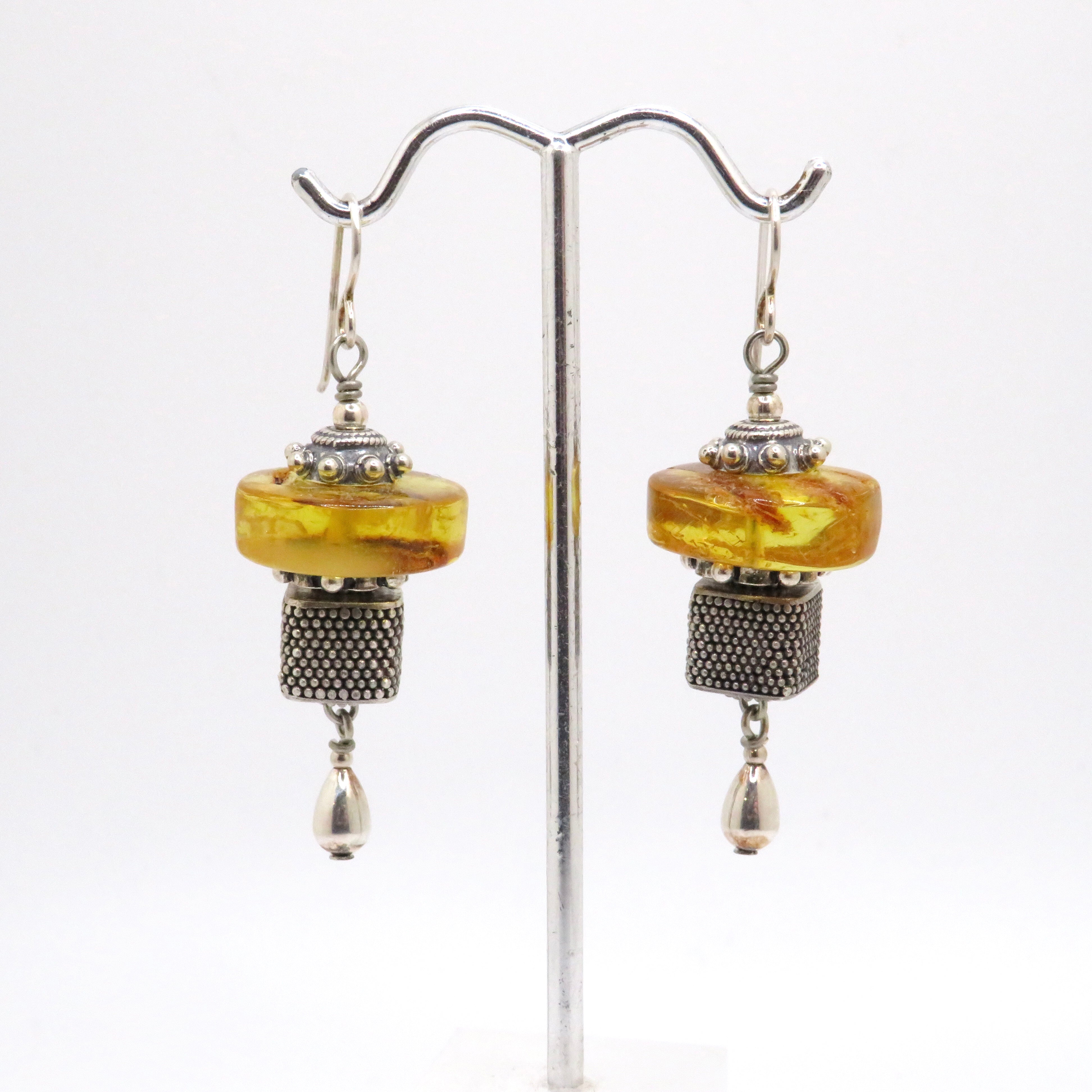 Baltic Amber with Sterling Silver Cap and Dangle Earrings