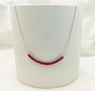red gemstone bar necklace