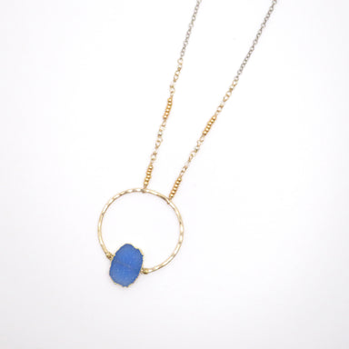blue stone hoop pendant