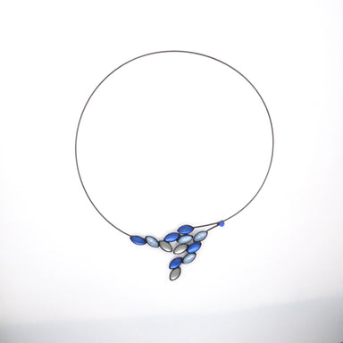 blue glass wire necklace