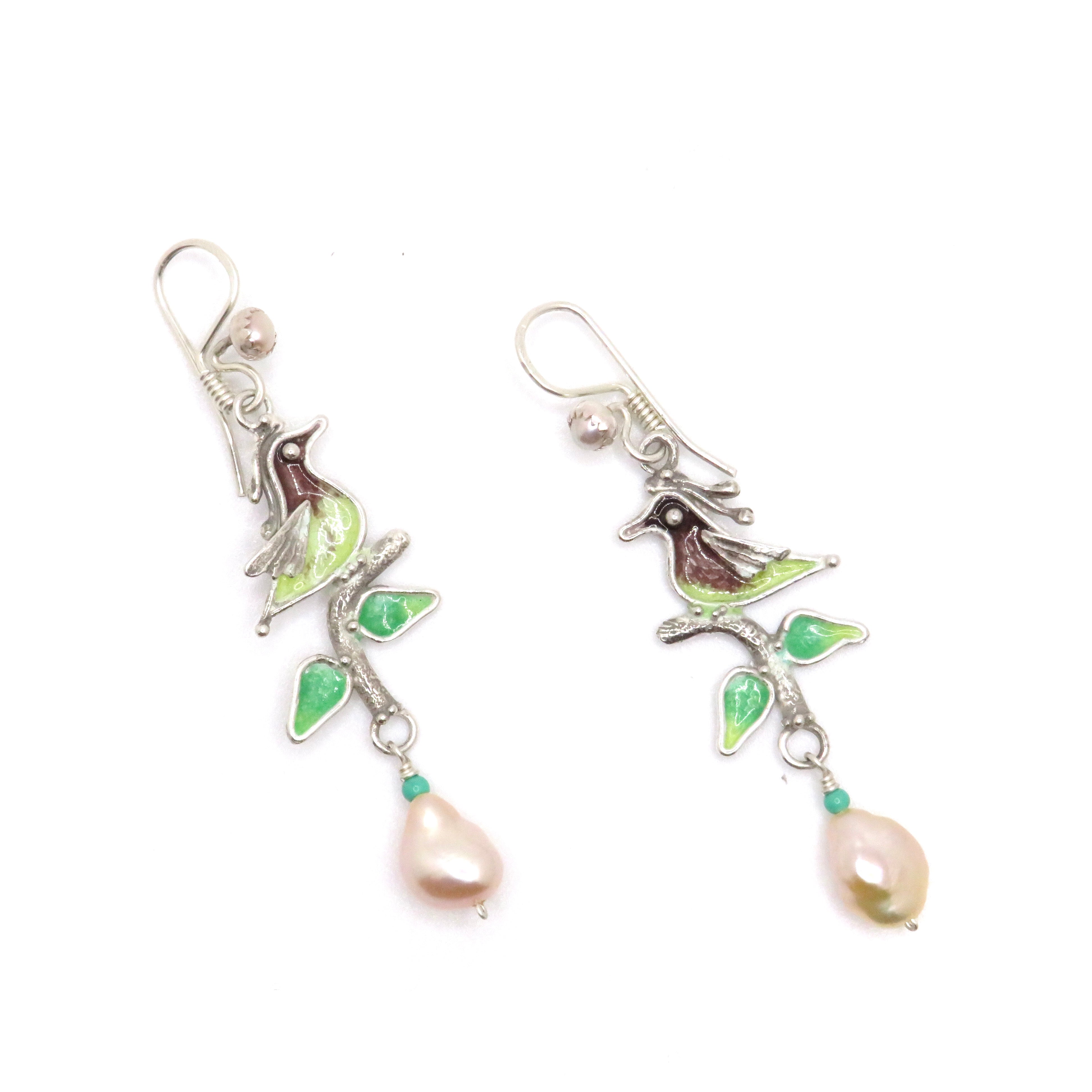 bird earrings with pearls