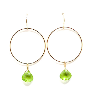 green peridot hoop earrings