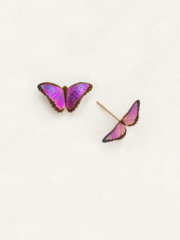 purple butterfly post earrings