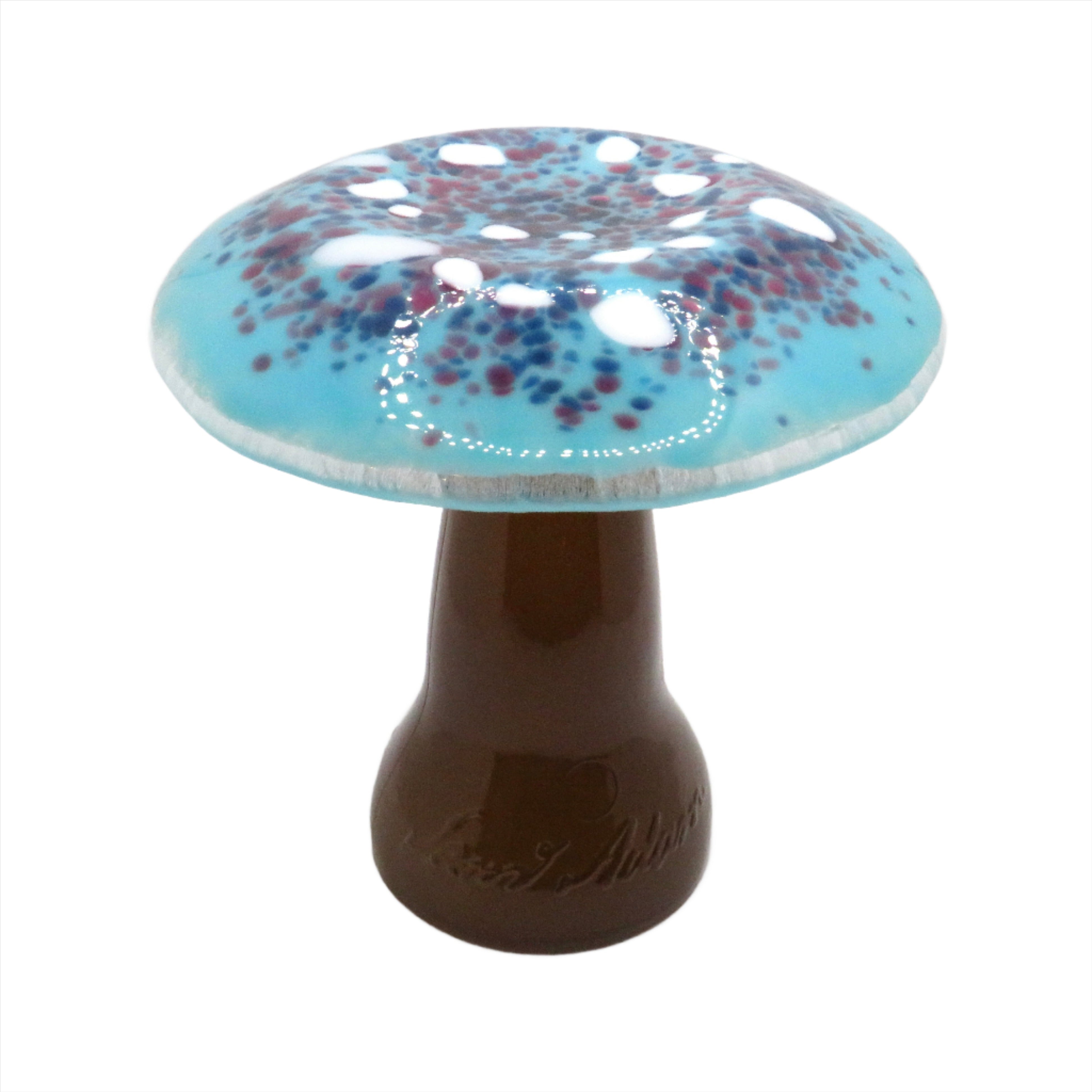 blue glass mushroom night light