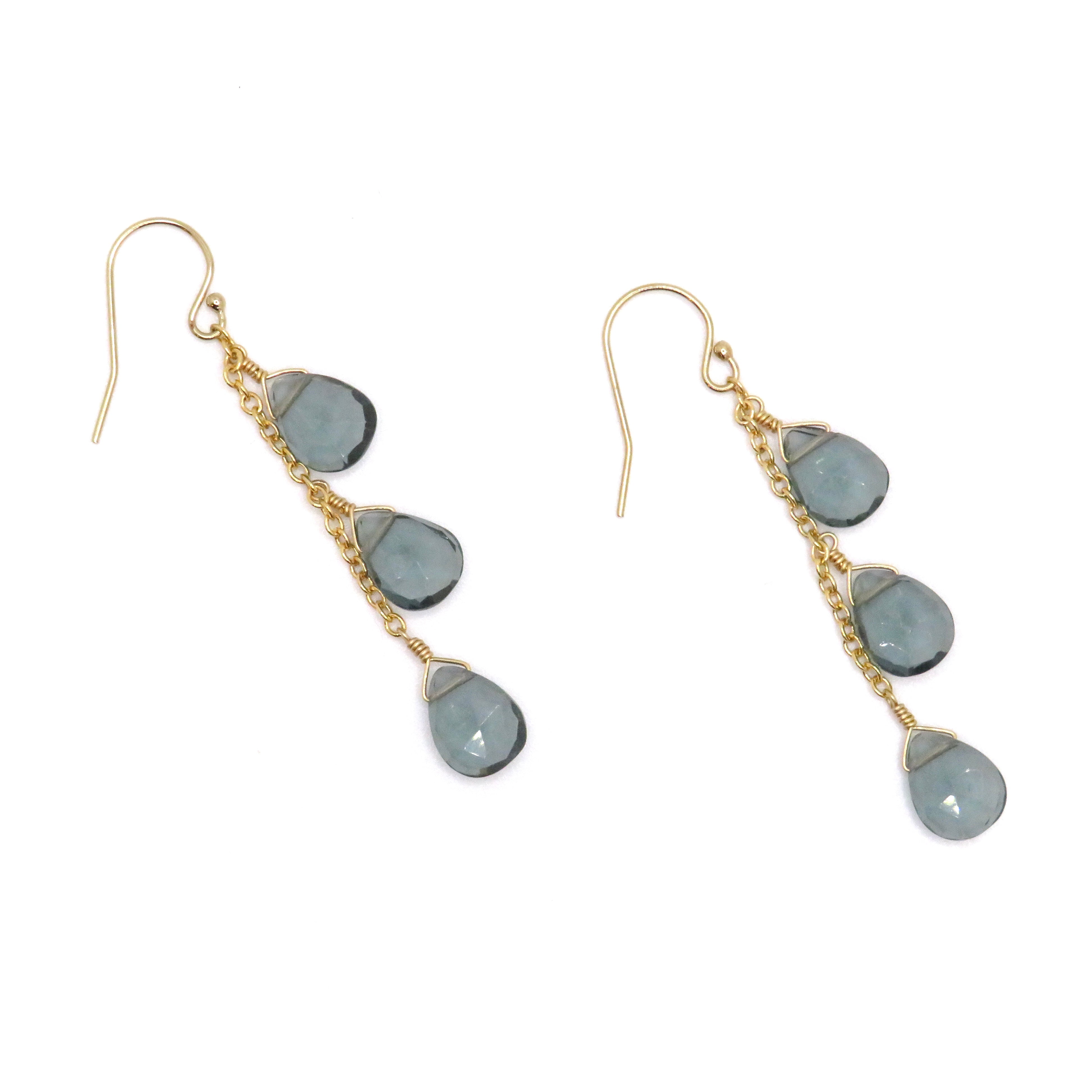 blue quartz waterfall earrings