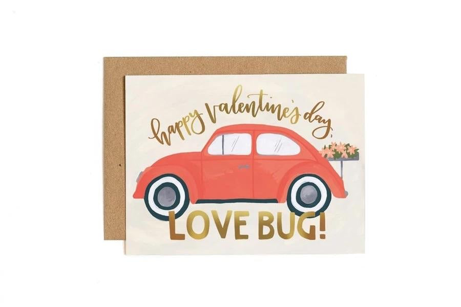Happy valentines day love bug greeting card
