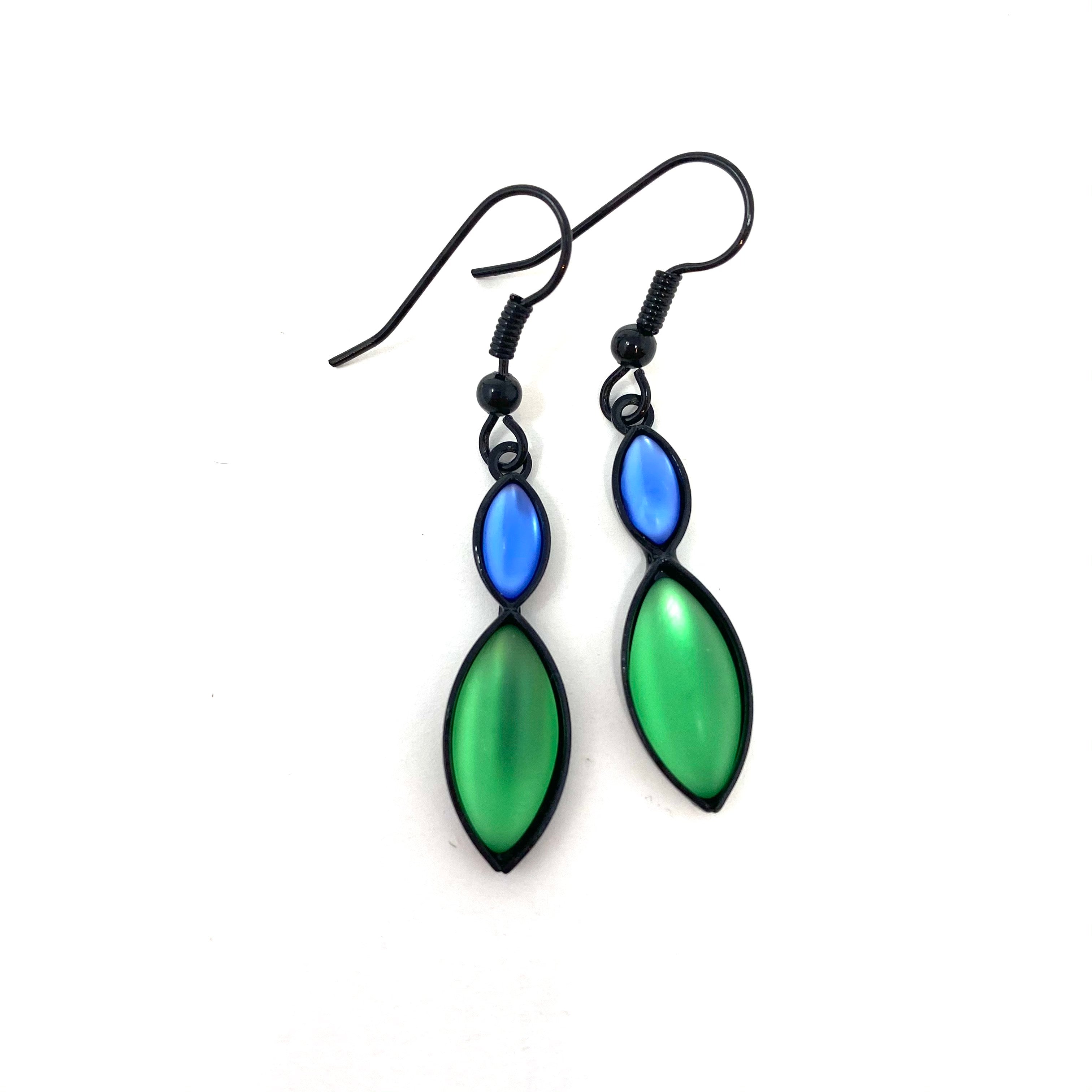 green glass beaded drop earrings