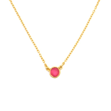 red glass gold pendant necklace