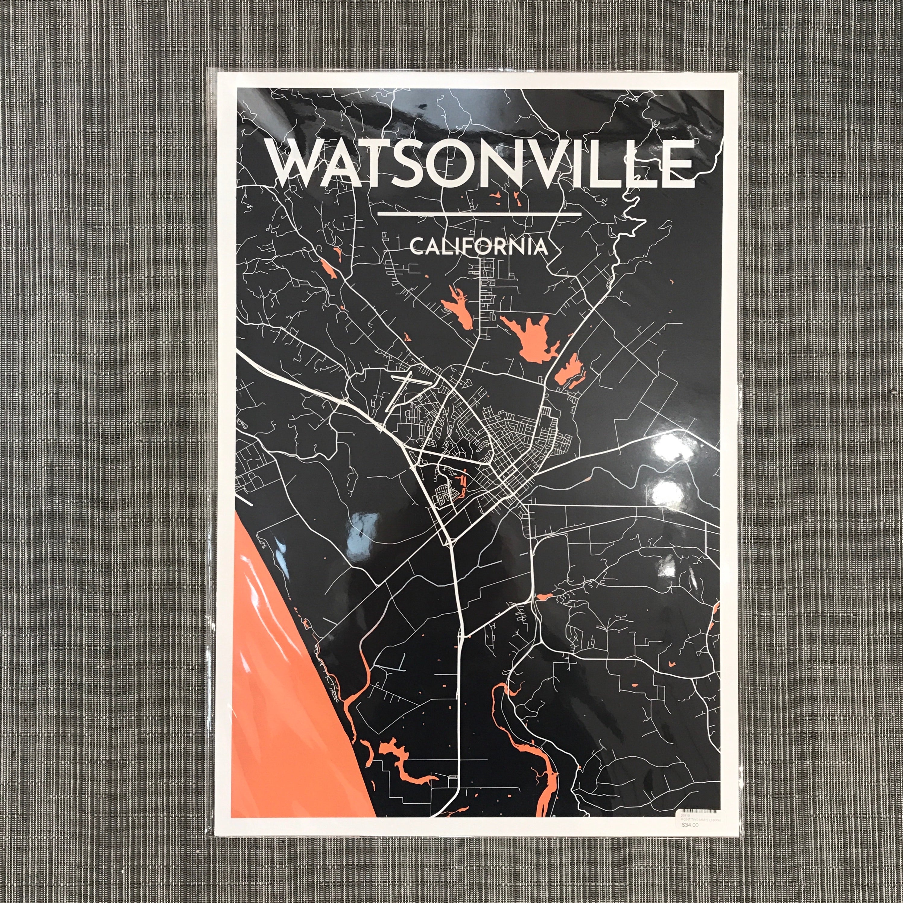 Watsonville California City Map Poster
