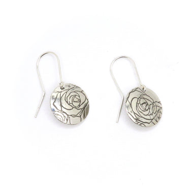 silver rose earrings