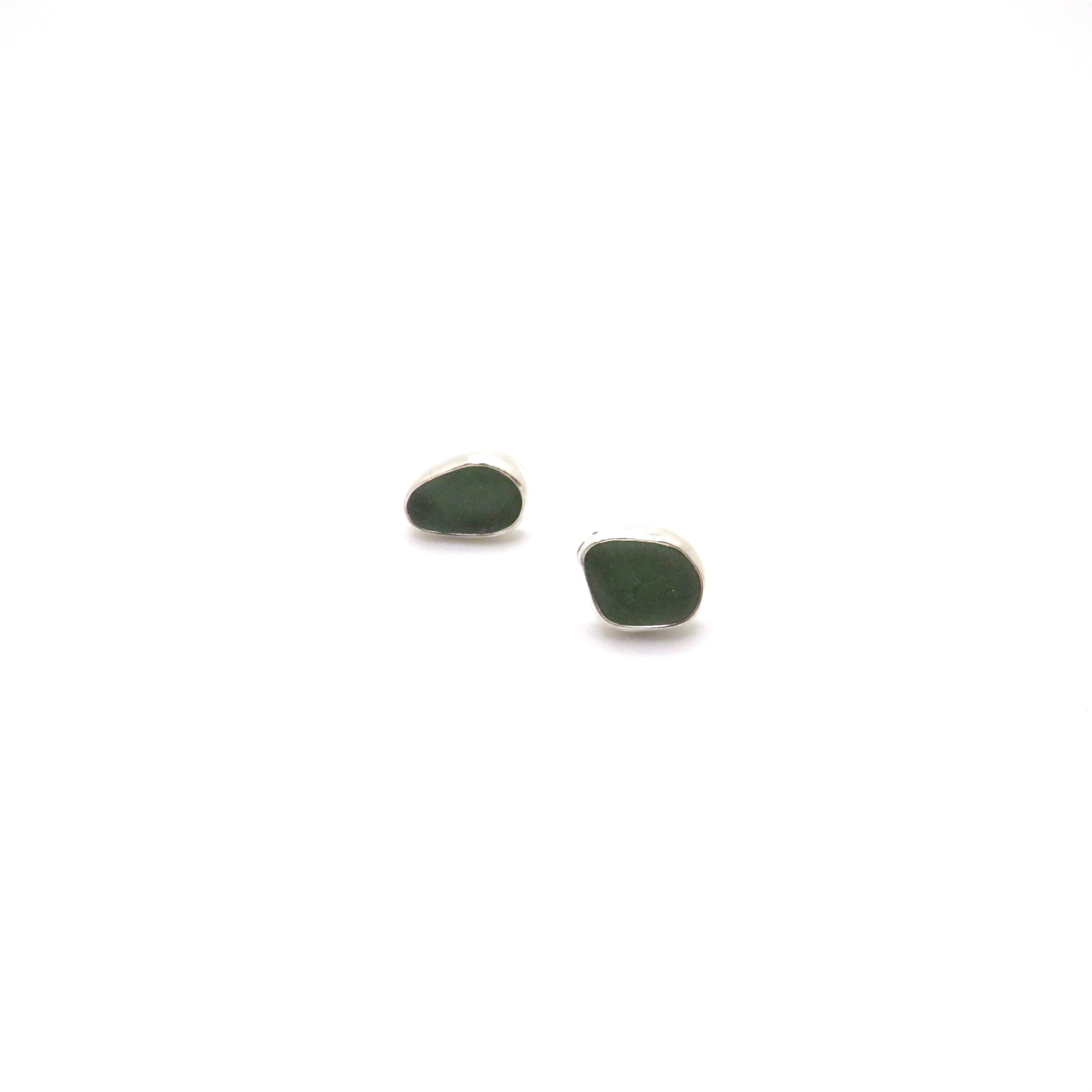 green sea glass post earrings