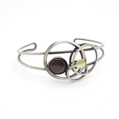 silver cuff bracelet with glass bead