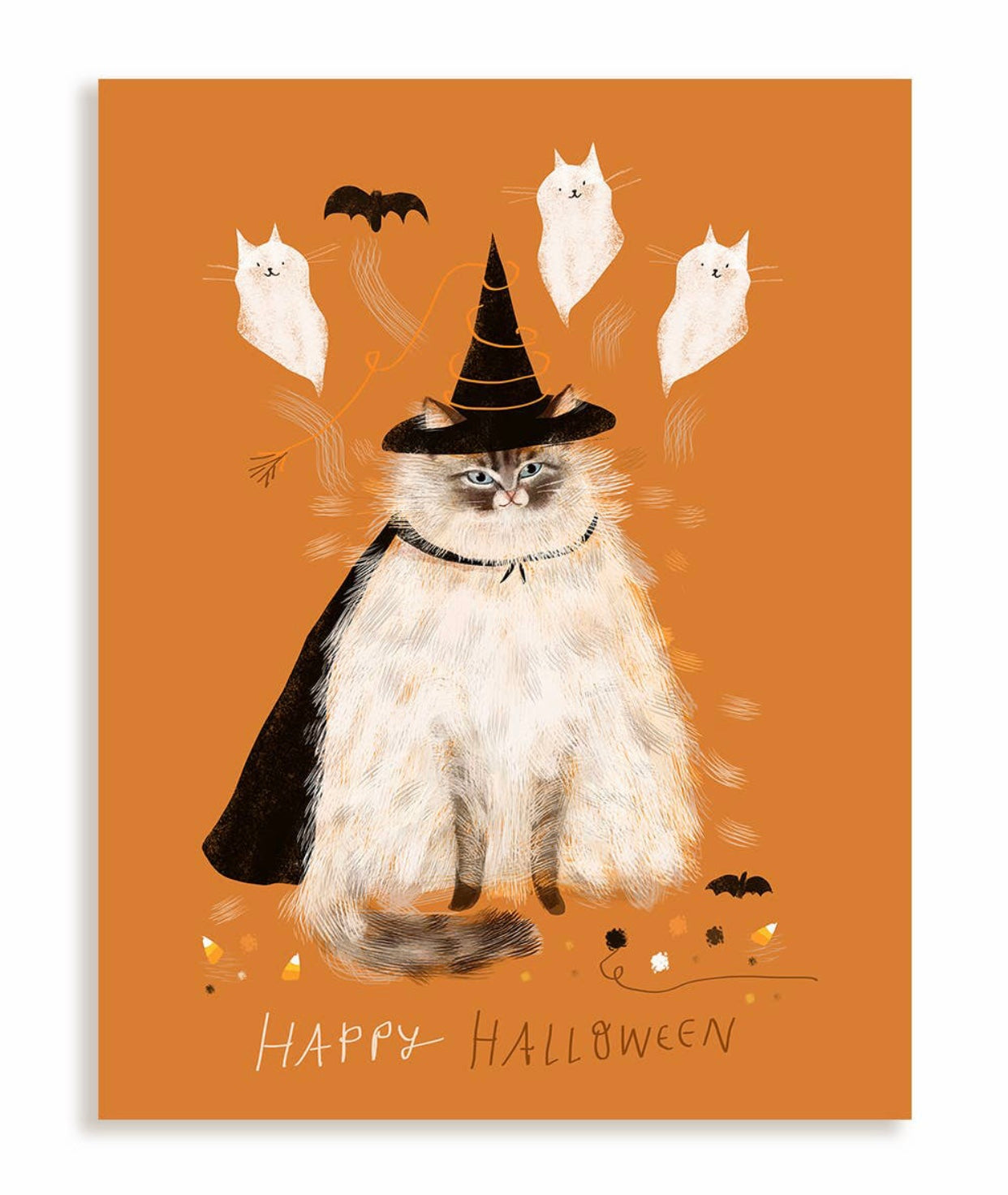 Cat Witch Halloween greeting card