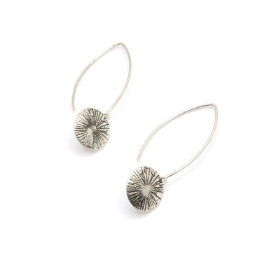 silver dandelion drop earrings