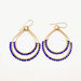 blue stone gold double hoop earrings