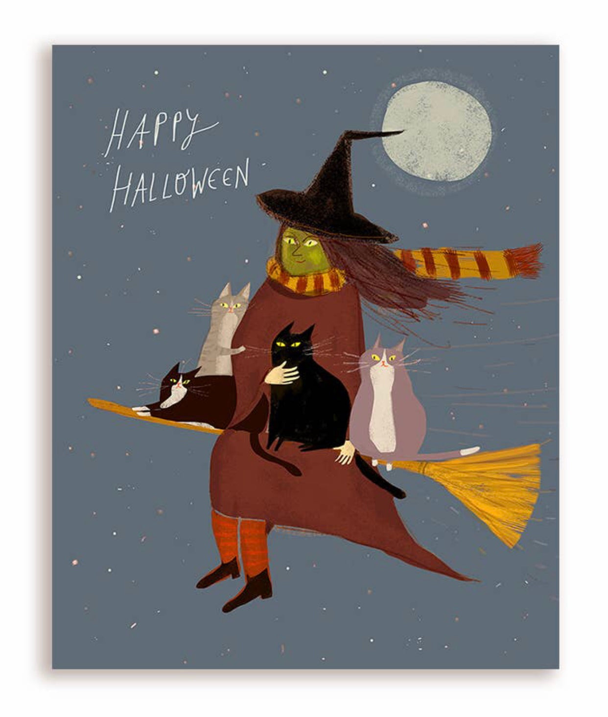 Happy Halloween witch greeting card
