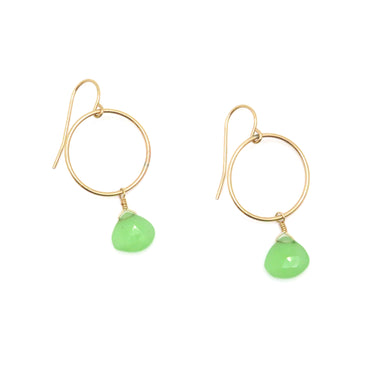 green stone gold hoop earrings