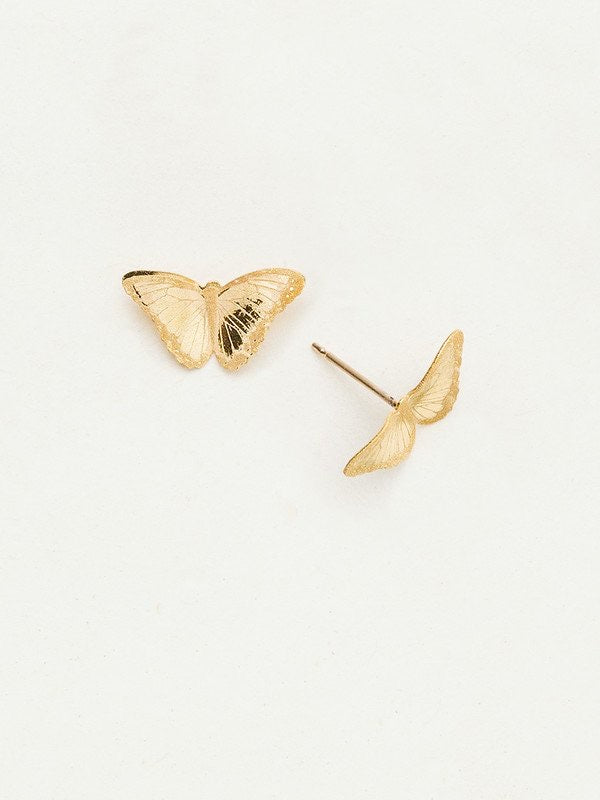 gold butterfly post earrings
