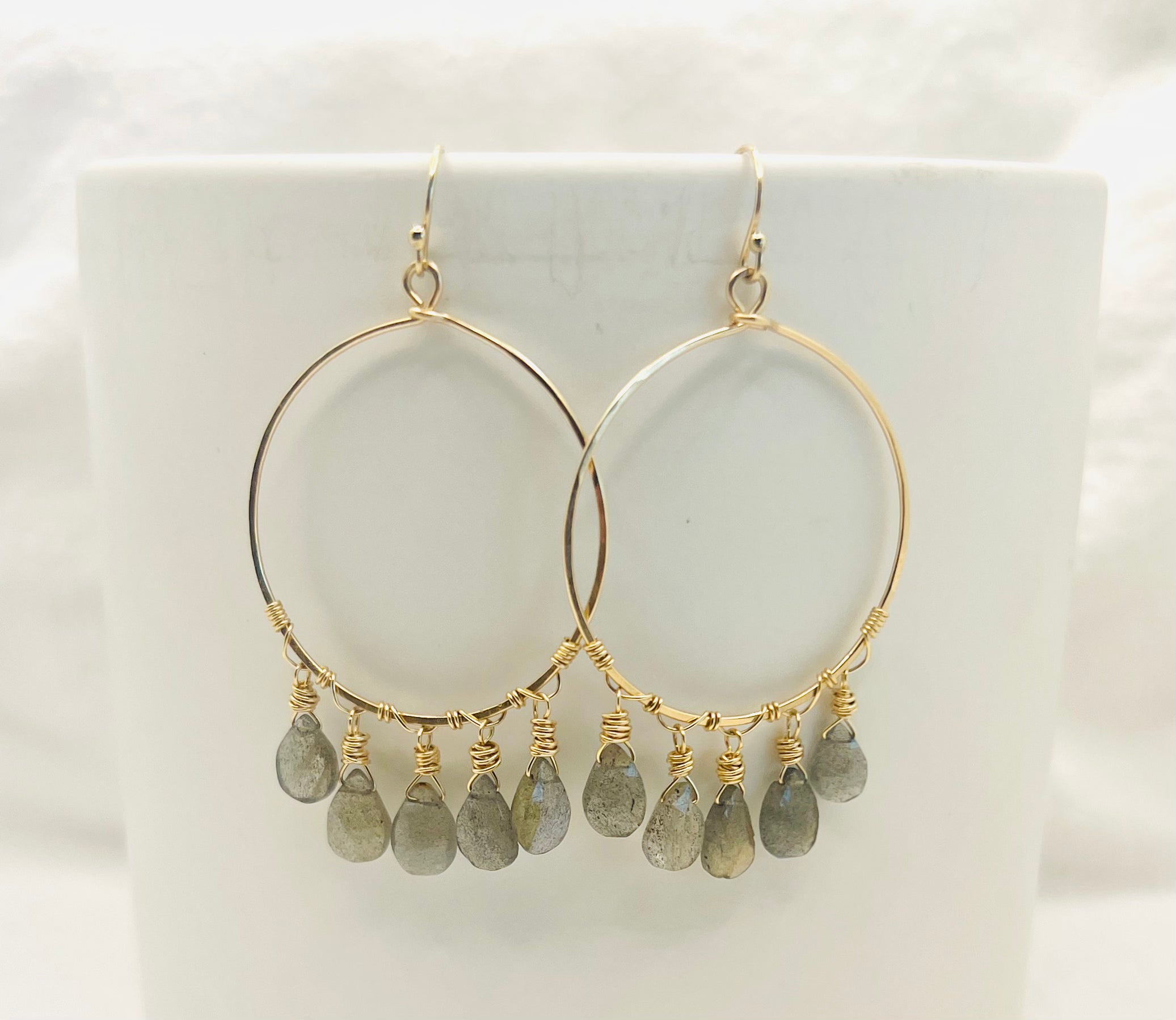 gemstone gold hoop earrings
