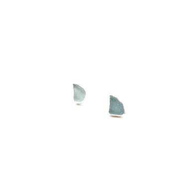 aqua sea glass post earrings