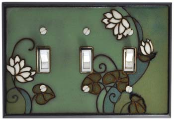 Lily ceramic Light Switch Plates triple wide