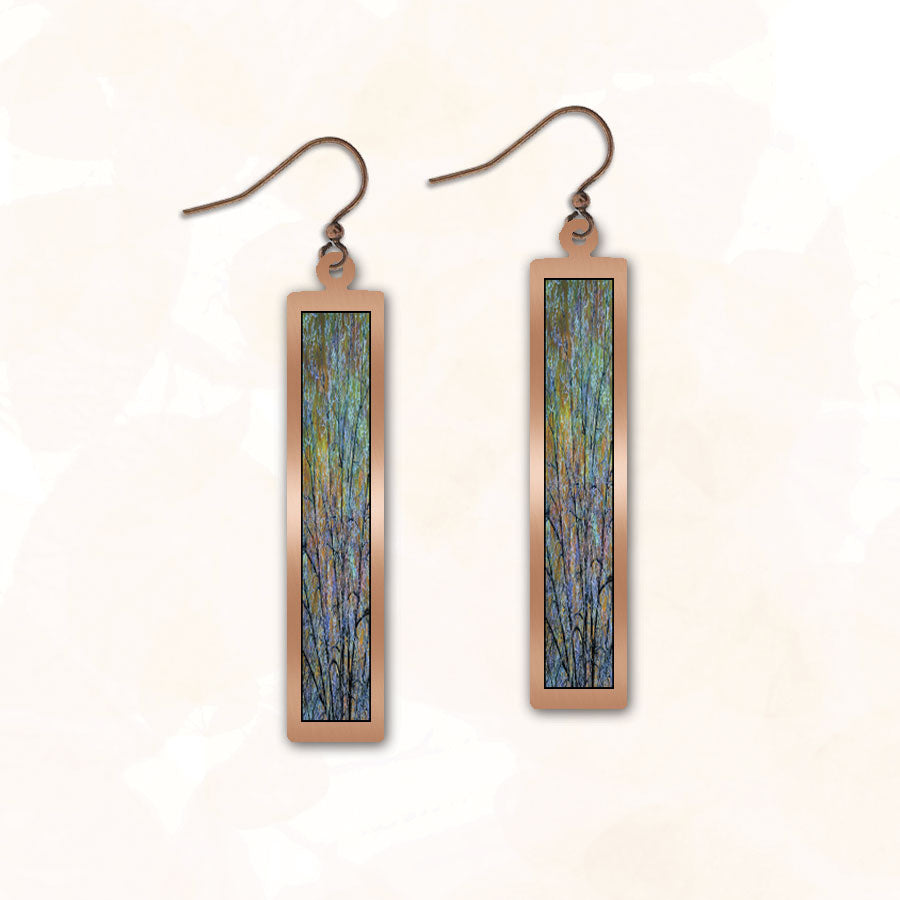 Skinny Rectangle with Copper Earrings