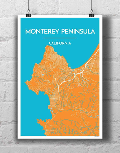 Monterey Peninsula California City Map Poster