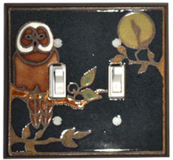 owl decorative ceramic light switch plate