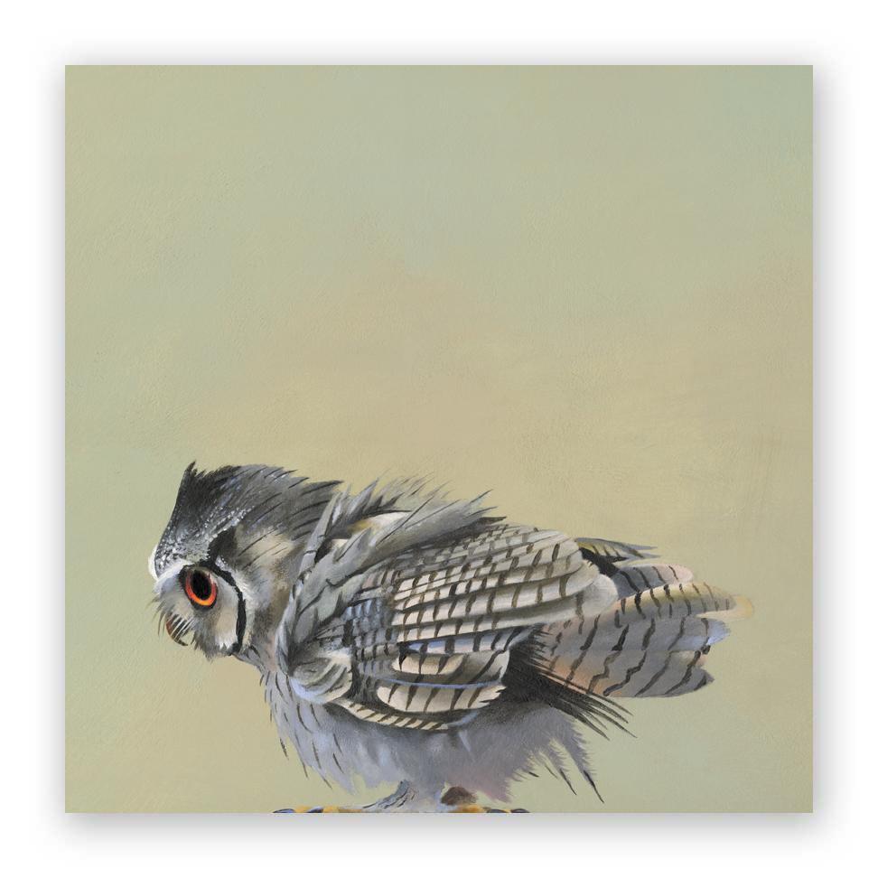 owl art print on wood