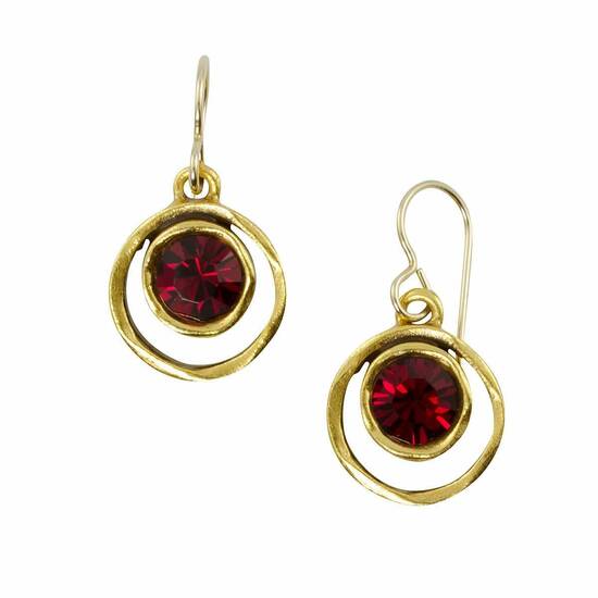 red swarovski crystal gold earrings