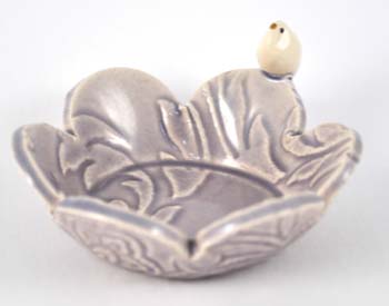 Purple ceramic bird bowl