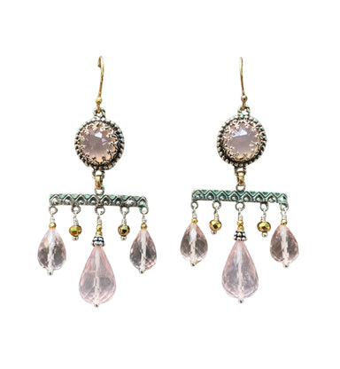 quartz chandelier earrings