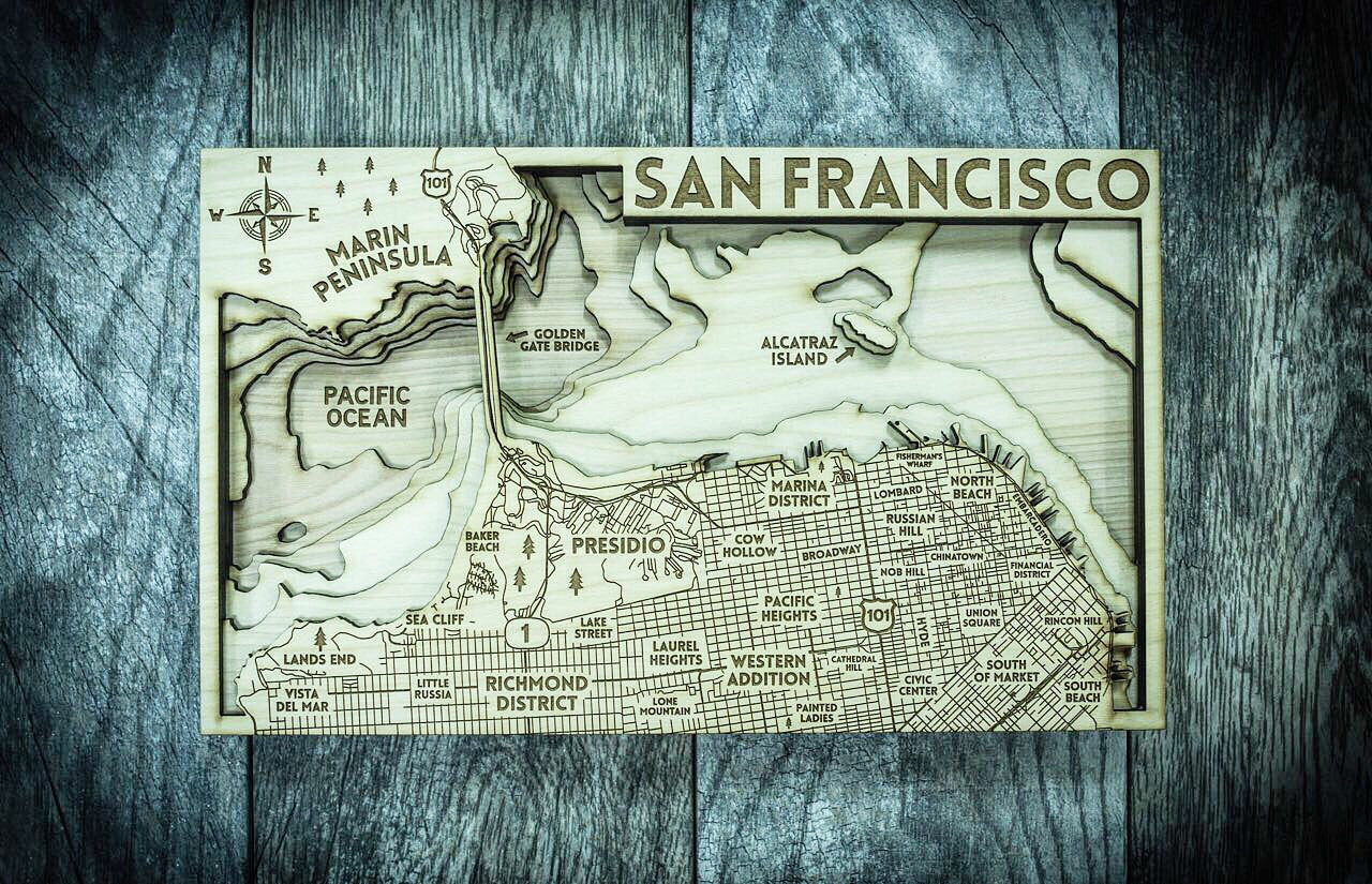 San Francisco 3d wood map
