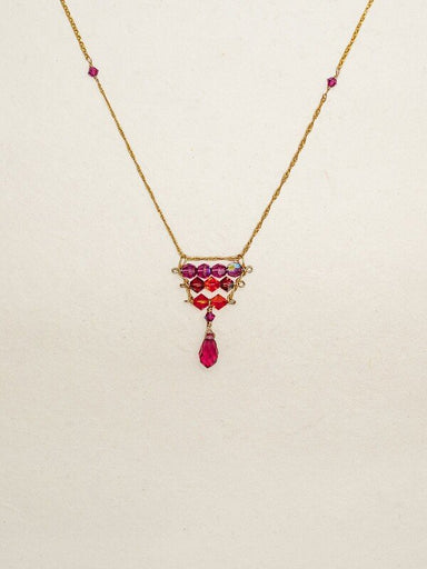 red crystal beaded pendant necklace